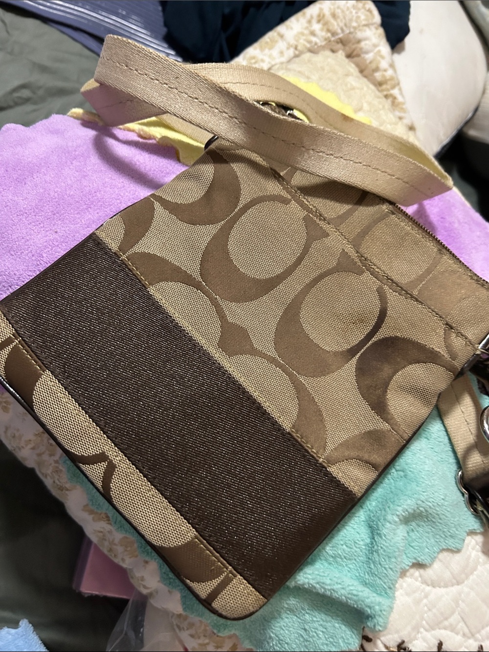 Coach Brown Signature Canvas Crossbody Bag